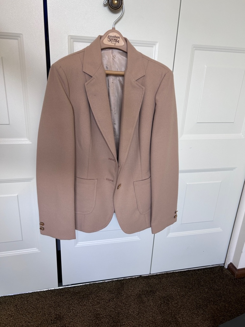 Women's Tan Single-Breasted Blazer Jacket - Classic Tailored Fit